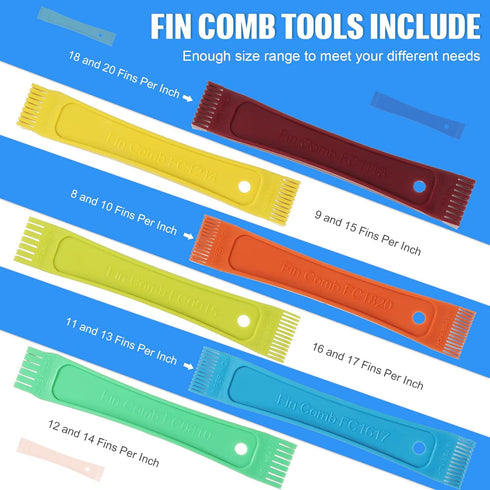 2 Pieces Different Fin Comb Condenser Fin Straightener Air Condition FCR6 Fin Comb and Stainless Steel Fin Comb Radiator Repair Tool Set for Strai...