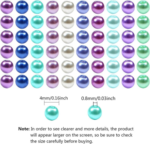 TOAOB 1000pcs 4mm Blue Series Loose Round Glass Pearl Beads Spacer Beads for DIY Craft Necklaces Bracelets Jewelry Making...