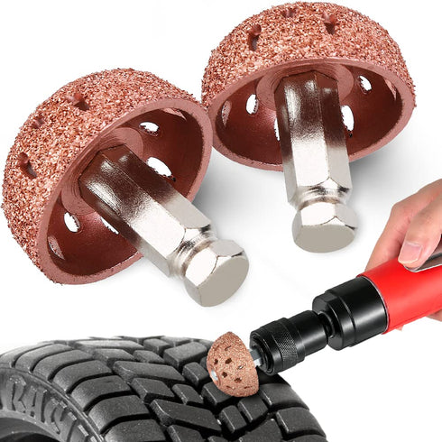 2PCS Tungsten Steel Grinding Head, Tire Buffing Wheel, 70 Coarse Grit Buffing Wheel for Tire Repair?9mm/0.35in Linking Rod Thread?...