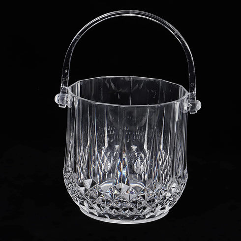 Zerodis Plastic Ice Bucket, Household 1.8L Transparent Acrylic Ice Bucket with Carry Handle Champagne Wine Beer Drinks Cooler for Families Parties...