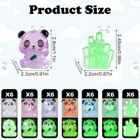42Pcs Mini Panda Figurines Miniature Luminous Resin Animals Landscape Decoration Glow in the Dark Animals Figures for DIY Accessories Garden Micro...