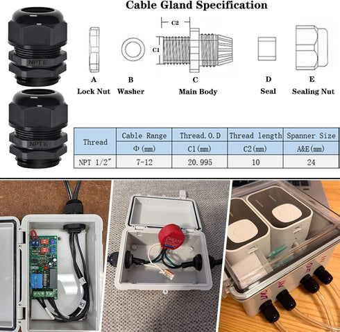 Zulkit Junction Box ABS Plastic Dustproof Waterproof IP65 Electrical Boxes Hinged Shell Outdoor Universal Project Enclosure Clear Cover with 2 Cab...
