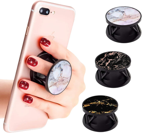 3 Pack New Version Phone Holder Black White Marble Grip Stand Finger Holder for Smartphone and Tablets...