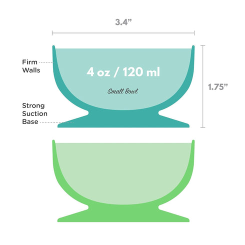 ChooMee Baby Suction Bowls & FlexiDip Learning Utensil Set, 4 CT Small, Aqua Green...