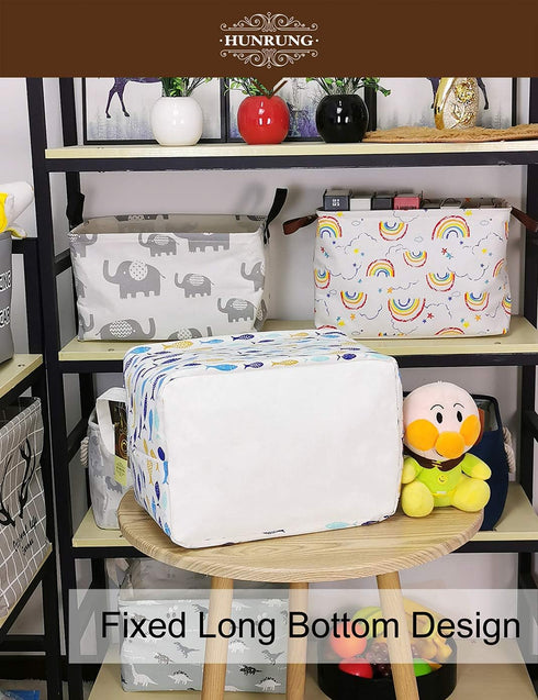 HUNRUNG Rectangle Storage Basket Cute Canvas Organizer Bin for Pet/Children Toys, Books, Clothes Perfect for Rooms/Playroom(rectangle-fish)...