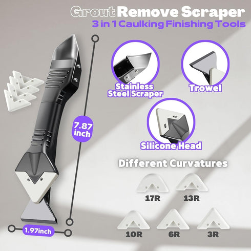 Grout Removal Tool Caulking Tools 24-in-1 Kit with Silicone Glass Glue Angle Scraper Grout Saw Blade Scraper Finishing for Kitchen Bathroom Window...