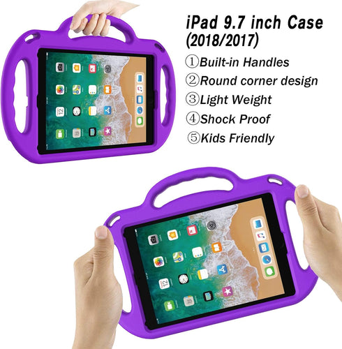 LTROP Kids Case for iPad 5th/6th Generation (2017/2018) & Air 2, Shoulder Strap Handle Stand Shockproof Bumper Cute Kid Case for iPad 9.7 Inch, Pu...