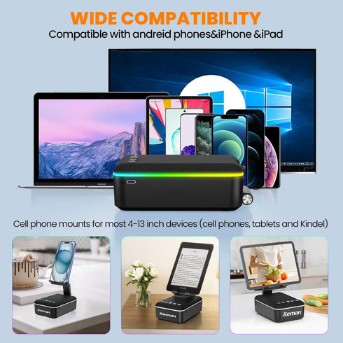 JTEMAN Gifts for Men Women,Cell Phone Stand with Bluetooth Speaker,LED Light,and Lanyard,Cool Tech Gadgets,Unique Birthday Gifts for Men Husband M...