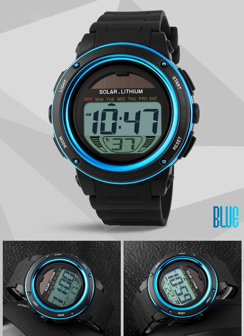 MASTOP Solar Watch Neutral LED Digital Watch Military Waterproof Sports Watch Black...