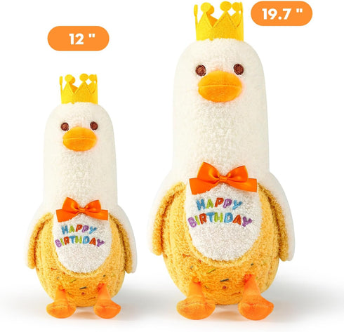PEACH CAT Banana Duck Plush Pillow with Birthday Party Crown Banana Duck Stuffed Animal for Birthday Gift for Kids Yellow 12"...