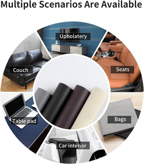 Leather Repair Patch Leather Repair Tape Self-Adhesive Cuttable Vinyl Leather Repair Kit for Couches Sofa Car Seat Furniture Cabinets Chair (3.9X7...