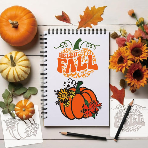 Fall Stencils Autumn Thanksgiving Stencils for Painting on Wood Crafts Pumpkin Template Paint Stencils for Door Mats Wood Burning Art Craft Canvas...