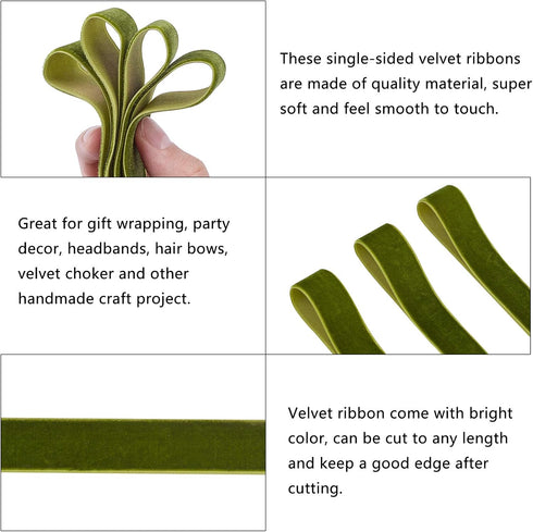 arricraft 18.5 Yards × 1 Inch Single Side Velvet Ribbon, Green Velvet Ribbon,Satin Ribbon Roll for Wedding, Gift Wrapping, Hair Bows, Flower Arran...