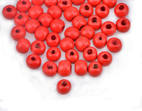 AD Beads Wood Spacer Loose Wooden Craft Beads Big Hole Beads Assorted for Necklace Bracelet Craft Making Decoration (8x10mm 200pcs, Red)...