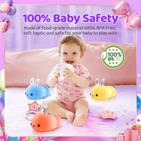 One Fire Night Light for Kids Room, Timer Baby Toddler Nursery Animal Battery Remote Kawaii Night Lamp, Cute Decor Easter Bunny Gift/ Basket Stuff...