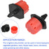 30 Pack Irrigation Dripper Sprinklers - Gardens Lawn 360 Degree Adjustable Emitter Dripper with 8 Holes Apply to Watering System (24mm Red, Black)...