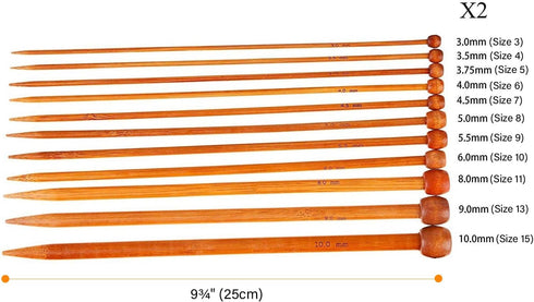 Bamboo Knitting Needles Set Knitting Needle Case Kits for Beginners Wooden Wood...