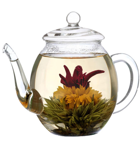 Creano Tea Flowers Mix - Blooming Green Tea, Fruity Flavoured (Roses in 6 Varieties), Flowering Set...