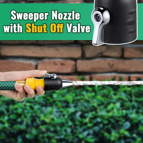 Feekoon Jet Nozzle with Shut Off, 3/4" GHT Sweeper Garden Hose End Zinc Nozzle with Shut Off Valve, Water Hose Sprayer Jet Nozzle for Garden Water...
