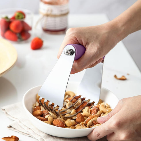 Spring Chef Large Purple Dough Blender For Baking, Heavy Duty Dough Cutter Tool, Stainless Steel Puff Pastry Cutter Tool with Sharp Blades, Dishwa...