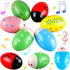 LOOIKOOS Wooden Egg Shakers Maracas Percussion Musical for Party Favors Easter Basket Stuffers for Babies Shaker Eggs for Toddlers(12pcs)...