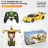 Remote Control Car, 2.4Ghz Transform RC Cars, 1:18 Scale Police Car Toy with Flashing Light, One Button Transformation,360 Degree Rotating Driftin...