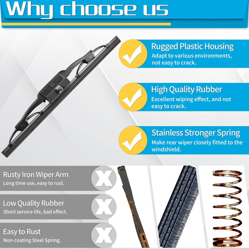 Rear Wiper Blade, Replacement for Toyota FJ Cruiser 2007-2017 - ZOFFI Rear Windshield Wiper Assembly Replacement - All Season Natural Rubber Clean...