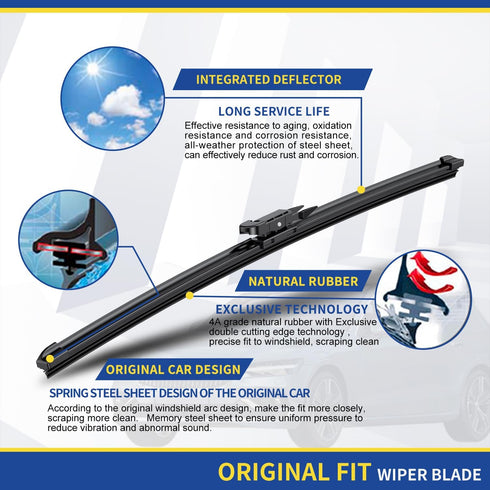 3 wipers Replacement For Ford Explorer 2011-2018 Original Equipment Front and Rear Windshield Wiper Blades Set 26"+22"+11" (Set of 3) Pinch Tab...