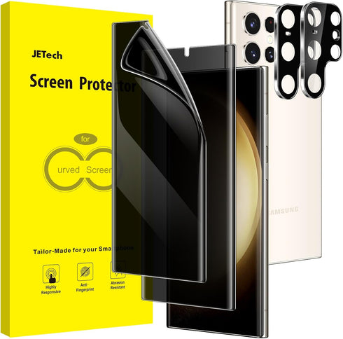 JETech Privacy Screen Protector for Samsung Galaxy S23 Ultra 5G 6.8-Inch with Camera Lens Protector, Anti-Spy Flexible TPU Film, Fingerprint Unloc...