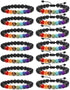 WAINIS 2-14 Pcs Men Women 8mm Lava Rock 7 Chakra Aromatherapy Essential Oil Diffuser Bracelet Elastic Natural Stone Yoga Beads Bracelet 14 TC...