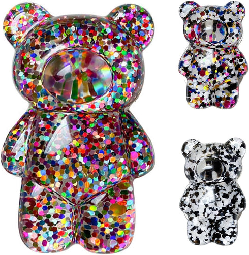 Mobile Phone Finger Holder Mobile Phone Finger Holder Cartoon Foldable Epoxy Sequins 3D Cute Bear Shaped Phone Grip Tok Folding Bracket Cell Phone...