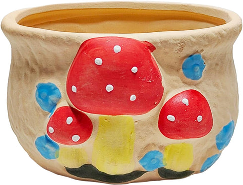 Mushroom Plant Pot Ceramic Small Cute Succulent Pots 4 Inch Flower Pots for Indoor Plant/Succulent/Cactus Mushroom Decor (Red)...