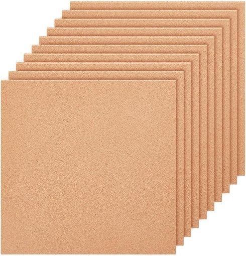 BENECREAT 10 Pack 12x12 Inch Cork Board 1mm Thick Cork Board Tiles Square Cork Tiles Coaster Cork Sheets Tiles for Bulletin Boards, Wall Decoratio...