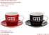 BRISA VW Collection - Volkswagen Espresso Cups Coffee-Tea-Cappuccino Set in GTI Design (The Legend/Red & Black/2-Piece Set/100ml/3.4 fl oz)...