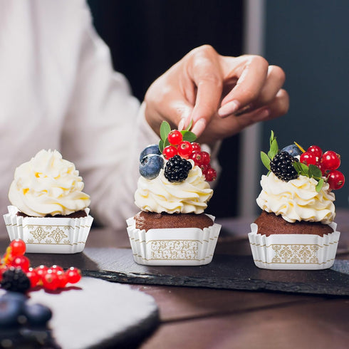 300 Pcs Square Cupcake Liners 2.36 Inches Square Baking Cups Brownie Cupcake Cups Square Paper Patterned Cupcake Wrappers for Wedding Baby Shower ...