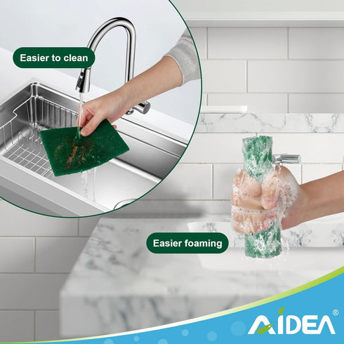 AIDEA Heavy Duty Scouring Pads, Reusable Dish Scrubber Pads for Household and Kitchen, Multipurpose Scour Pads for Cleaning, 24 Pack, 5.5in*3.5in...