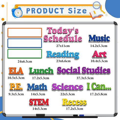 16 Pcs Classroom Schedule Magnets Reusable Today's Schedules Magnetic Course Labels with Dry Erase Blank Magnetic Labels for Bulletin Board Whiteb...