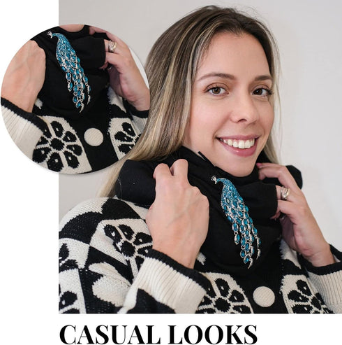 Rhinestone Peacock Brooch Pin, Alloy Steel, no gemstone...