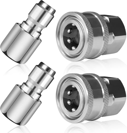 2 Sets NPT 3/8 Inch Pressure Washer Quick Connect Kit, Stainless Steel Male And Female Quick Connect Pressure Washer Fittings Pressure Washer Adap...