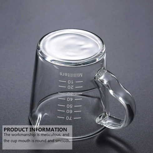 70ml Mini Glass Measuring Cup with handle 2 oz Shot Glass Espresso Jugs Measure Cup Glass Jigger Spirit Round Graduated Beaker Measuring Cup for B...