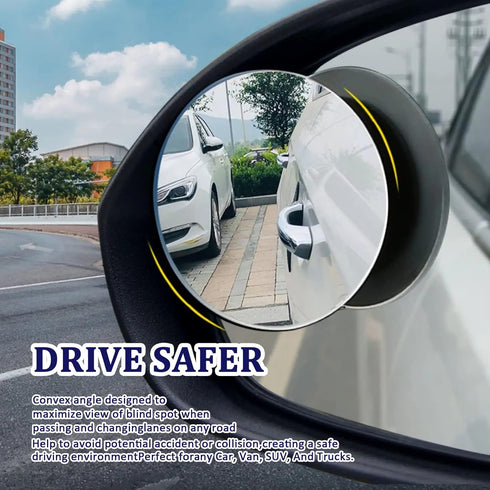 2 Pack Car Blind Spot Mirror, HD Glass Convex Rear View Mirror, 49mm Round HD Glass Convex 360 degrees Wide Angle Side Rear View Mirror with ABS H...