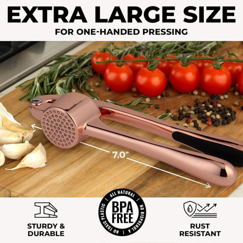 Zulay Kitchen Premium Garlic Press Set - Rust Proof & Dishwasher Safe Professional Garlic Mincer Tool - Easy-Squeeze, Easy-Clean with Soft Handle ...