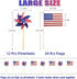 36 Pcs 4th of July Patriotic Decorations, Memorial Day Pinwheels and Flags Small Fourth of July Red White and Blue Stars Stripes Kids Windmills In...