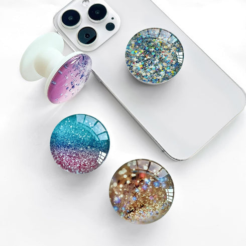 Clear Crystal Glitter Expandible Collapsible Moblile Phone Grip Stand Holder for Smartphones and Tablets Cell Phone Accessory?Blue Gold Glitter?...