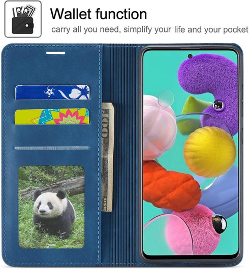 EYZUTAK Premium PU Leather Flip Folio Case for Samsung Galaxy A51 (4G), Protective Case with Kickstand Card Slot Magnetic Closure Shockproof Walle...