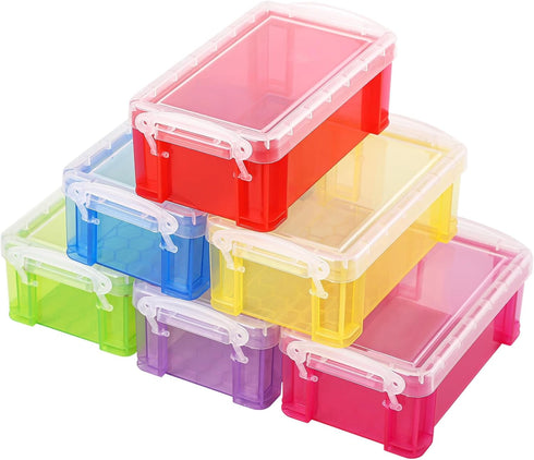 6 Pcs Mini Plastic Boxes, Small Clear Storage Containers with Locking Lids, Clear Plastic Organizers for Crafts, Stationery, Jewelry, Sewing, Mult...