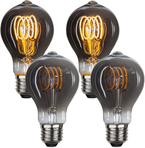 A19 Vintage Edison Filament Light Bulb, Warm White Antique Flexible Spiral LED Filament Light Bulb, E26 Base Smoky Grey Glass Finishing, Dimmable ...