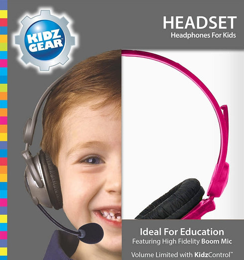 Kidz Gear Deluxe Headset Headphones with Boom Mic - Pink...