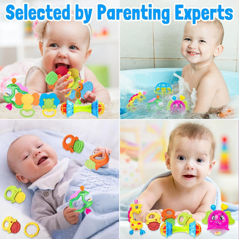 Baby Rattles Toys for 0-6 Months - 18 PCS Infant Toys 0-3 Month Old Baby Boy Girl Gifts Set with Teething and Wrist Socks Rattle Infant Newborn Se...