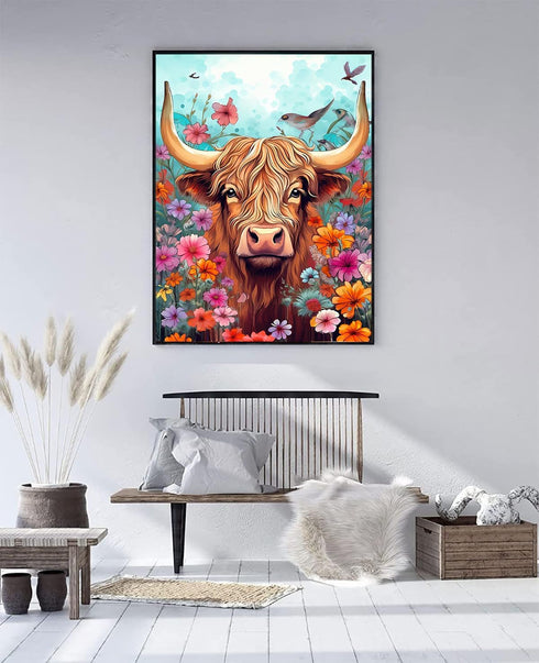 DIY Diamond Painting Kits for Adults Cow Diamond Art Kits for Adults Beginners, Full Drill Round Diamond Gem Art Painting Kits for Home Wall Decor...